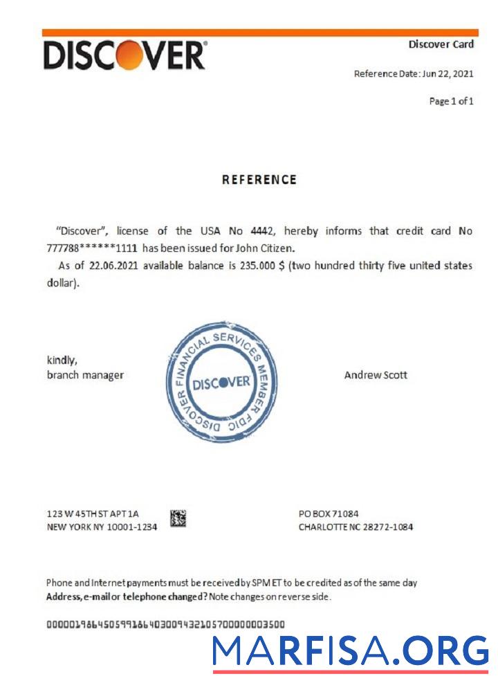 Blank USA Discover reference real example